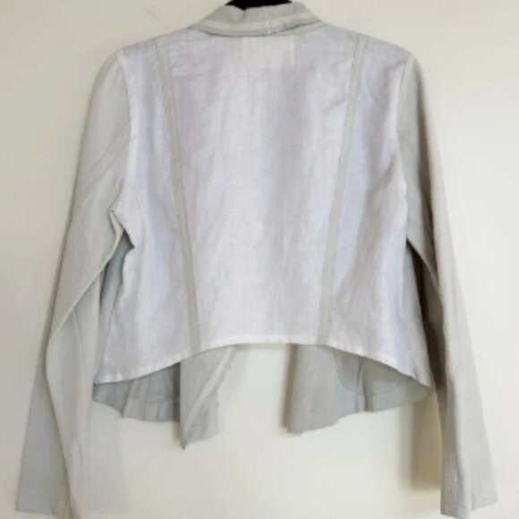 illia Leather and Linen Jacket Ivory Size Small - Picture 2 of 6